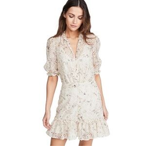 VERONICA BEARD Jax Eyelit floral ruffle puff sleeve dress size 2